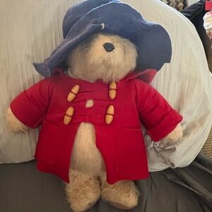 Vintage Red and Blue Stuffed Paddington Bear